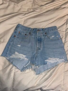 Levi's Light Blue Distressed Denim Cutoff Shorts